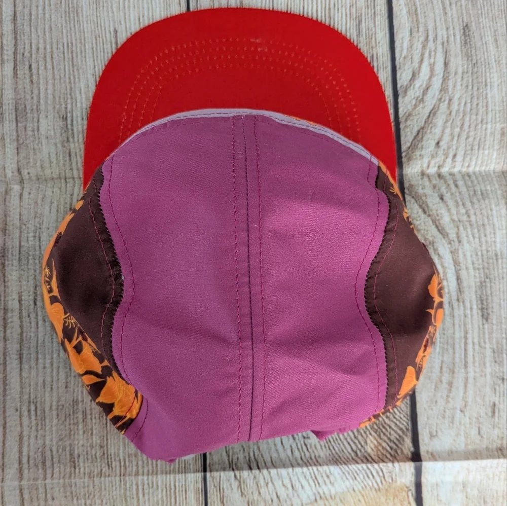 Colorful California Poppy Floral 5 Panel Trail Adjustable Cap Hat - Picture 3 of 6